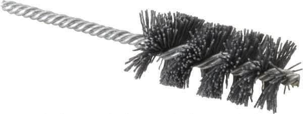 Osborn - 1-1/4" Diam Helical Nylon Tube Brush - 2-1/2" Brush Length, 5-1/2" OAL, 1/4" Diam Shank - All Tool & Supply