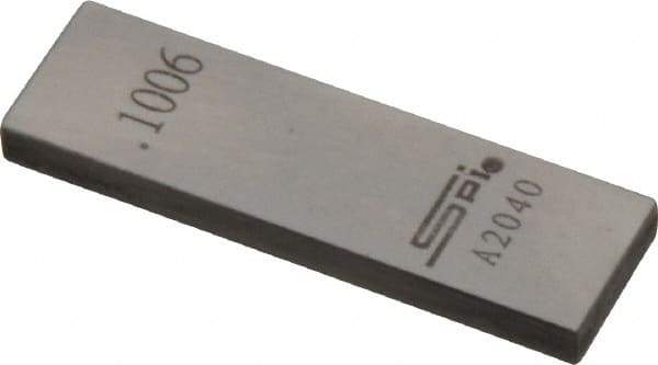 SPI - 0.1006" Rectangular Steel Gage Block - Accuracy Grade 0, Includes NIST Traceability Certification - All Tool & Supply