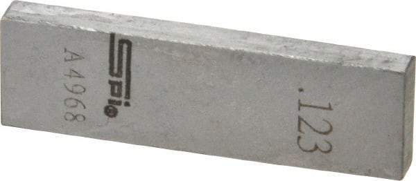 SPI - 0.123" Rectangular Steel Gage Block - Accuracy Grade 0, Includes NIST Traceability Certification - All Tool & Supply