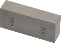 SPI - 0.6" Rectangular Steel Gage Block - Accuracy Grade 0, Includes NIST Traceability Certification - All Tool & Supply