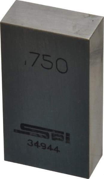 SPI - 0.75" Rectangular Steel Gage Block - Accuracy Grade 0, Includes NIST Traceability Certification - All Tool & Supply