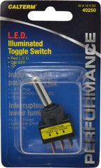 Gardner Bender - 2 Position, 12 Volt, 16 Amp, 1/2 Hole Diam, Red LED Glow Dot Toggle Switch - On Off Sequence, 1 Switch, Black - All Tool & Supply