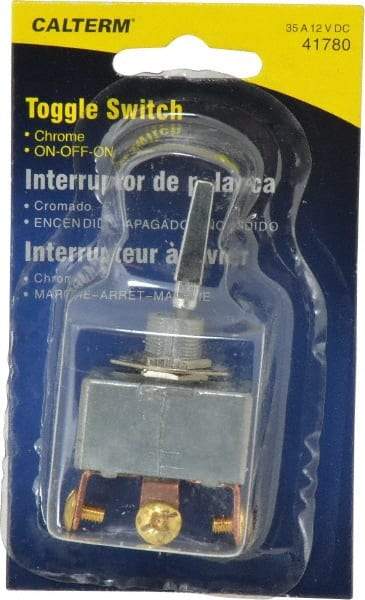 Gardner Bender - 3 Position, 12 Volt, 35 Amp, 1/2 Hole Diam, Heavy Duty Toggle Switch - On Off On Sequence, 1 Switch, Chrome/Black - All Tool & Supply