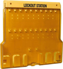 Master Lock - 1 Piece, Empty Polycarbonate Padlock Station - 22 Inch Wide x 22 Inch High x 1-3/4 Inch Deep, Black on Yellow, Covered - All Tool & Supply