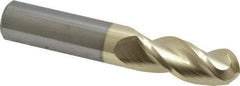 Accupro - 1/2" Diam, 1-1/4" LOC, 3 Flute Solid Carbide Ball End Mill - ZrN Finish, Single End, 3" OAL, 1/2" Shank Diam, Spiral Flute - All Tool & Supply