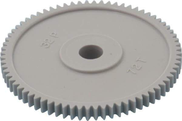 Made in USA - 32 Pitch, 2-1/4" Pitch Diam, 2-5/16" OD, 72 Tooth Spur Gear - 3/16" Face Width, 5/16" Bore Diam, 13/16" Hub Diam, 20° Pressure Angle, Acetal - All Tool & Supply