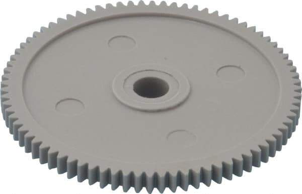 Made in USA - 32 Pitch, 2-1/2" Pitch Diam, 2-9/16" OD, 80 Tooth Spur Gear - 3/16" Face Width, 5/16" Bore Diam, 13/16" Hub Diam, 20° Pressure Angle, Acetal - All Tool & Supply