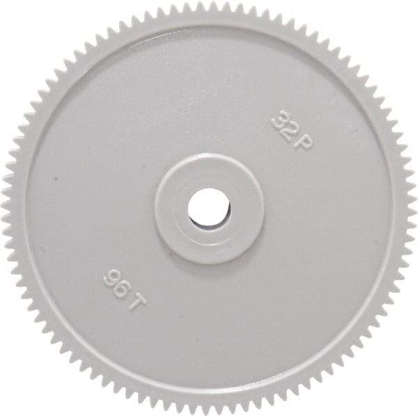 Made in USA - 32 Pitch, 3" Pitch Diam, 3-1/16" OD, 96 Tooth Spur Gear - 3/16" Face Width, 5/16" Bore Diam, 13/16" Hub Diam, 20° Pressure Angle, Acetal - All Tool & Supply