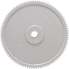 Made in USA - 32 Pitch, 3" Pitch Diam, 3-1/16" OD, 96 Tooth Spur Gear - 3/16" Face Width, 5/16" Bore Diam, 13/16" Hub Diam, 20° Pressure Angle, Acetal - All Tool & Supply