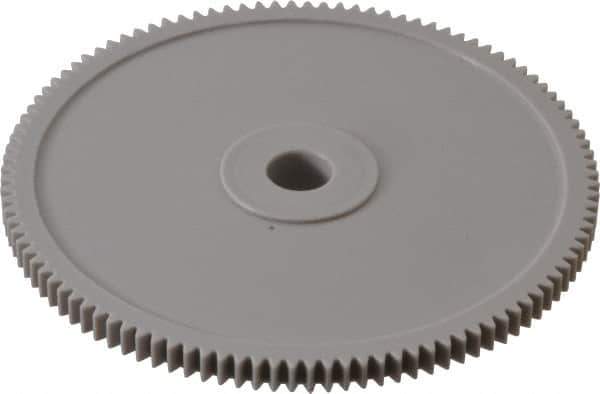 Made in USA - 48 Pitch, 2-1/4" Pitch Diam, 2.292" OD, 108 Tooth Spur Gear - 1/8" Face Width, 1/4" Bore Diam, 39/64" Hub Diam, 20° Pressure Angle, Acetal - All Tool & Supply