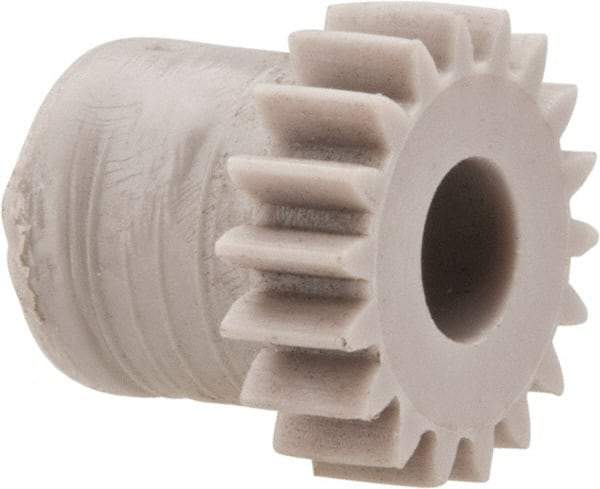 Made in USA - 48 Pitch, 3/8" Pitch Diam, 0.417" OD, 18 Tooth Spur Gear - 1/8" Face Width, 5/32" Bore Diam, 5/16" Hub Diam, 20° Pressure Angle, Acetal - All Tool & Supply