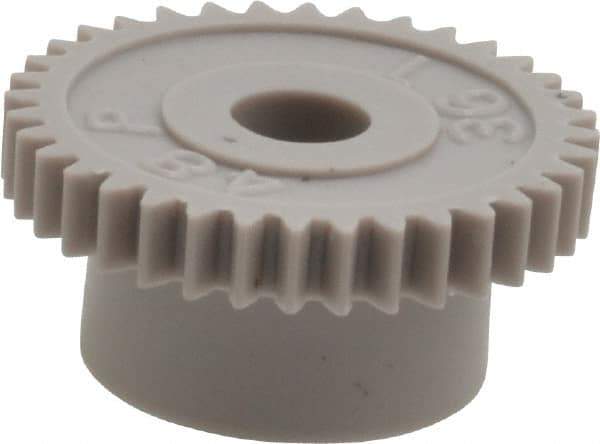 Made in USA - 48 Pitch, 3/4" Pitch Diam, 0.792" OD, 36 Tooth Spur Gear - 1/8" Face Width, 3/16" Bore Diam, 35/64" Hub Diam, 20° Pressure Angle, Acetal - All Tool & Supply