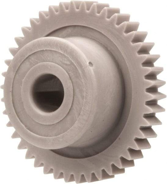 Made in USA - 48 Pitch, 7/8" Pitch Diam, 0.917" OD, 42 Tooth Spur Gear - 1/8" Face Width, 3/16" Bore Diam, 35/64" Hub Diam, 20° Pressure Angle, Acetal - All Tool & Supply