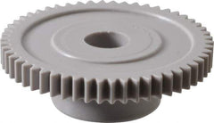 Made in USA - 48 Pitch, 1-1/8" Pitch Diam, 1.168" OD, 54 Tooth Spur Gear - 1/8" Face Width, 1/4" Bore Diam, 39/64" Hub Diam, 20° Pressure Angle, Acetal - All Tool & Supply