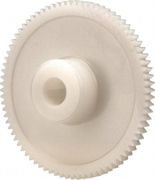 Made in USA - 48 Pitch, 1.667" Pitch Diam, 1.708" OD, 80 Tooth Spur Gear - 1/8" Face Width, 1/4" Bore Diam, 39/64" Hub Diam, 20° Pressure Angle, Acetal - All Tool & Supply