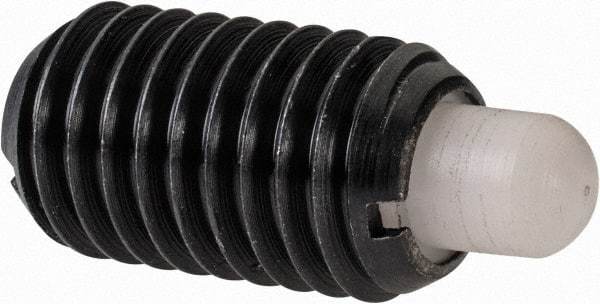 Gibraltar - M12 x 1.75, 20.5mm Thread Length, 6.5mm Plunger Projection, Steel Threaded Spring Plunger - 6.3mm Max Plunger Diam, 1.13 Kg Init End Force, 6.8 Kg Final End Force - All Tool & Supply