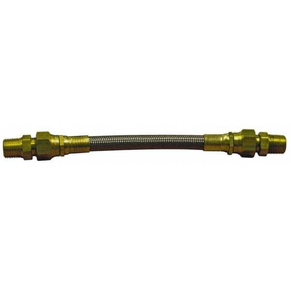 Made in USA - 12" OAL, 1/4" ID, 3,000 Max psi, Flexible Metal Hose Assembly - All Tool & Supply