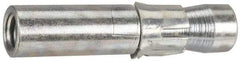 Wej-It - 1-1/4" Diam, 1-1/4" Drill, 5" OAL, 1/2" Min Embedment Drop-In Concrete Anchor - 12L14 Steel, Zinc-Plated Finish, Hex Nut Head, Hex Drive, 1-1/2" Thread Length - All Tool & Supply