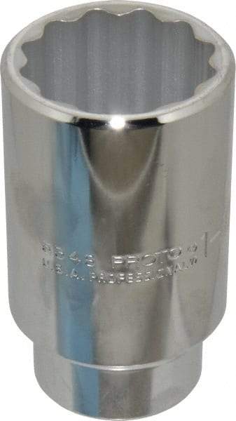 Proto - 3/8" Drive, Deep Hand Socket - 6 Points, 1-3/32" OAL, Chrome Finish - All Tool & Supply