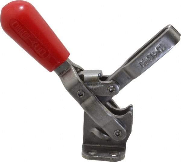 De-Sta-Co - 250 Lb Holding Capacity, Vertical Handle, Manual Hold Down Toggle Clamp - 65° Handle Movement, 105° Bar Opening, U-Bar, Flanged Base, Electro-Plated Zinc, Stainless Steel - All Tool & Supply