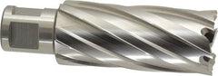 Annular Cutter: 1-1/16″ Dia, 2″ Depth of Cut, High Speed Steel 3/4″ Shank Dia, Weldon Flat Shank, 2 Flats, Bright/Uncoated