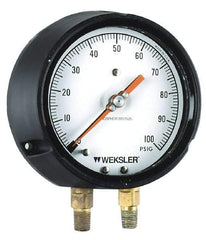 Weksler Instruments - 4-1/2" Dial, 1/4 Thread, 0-30 Scale Range, Pressure Gauge - Lower Connection, Rear Flange Connection Mount - All Tool & Supply