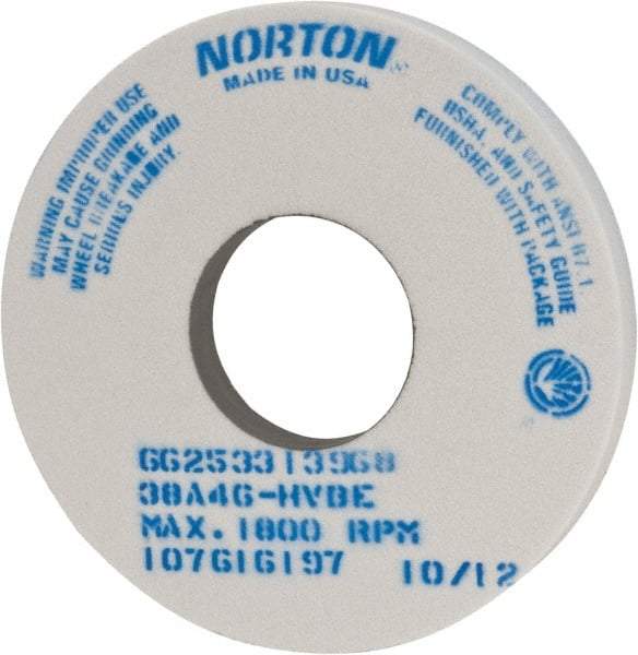 Norton - 14" Diam x 5" Hole x 1-1/2" Thick, H Hardness, 46 Grit Surface Grinding Wheel - Aluminum Oxide, Type 1, Coarse Grade, 1,800 Max RPM, Vitrified Bond, No Recess - All Tool & Supply