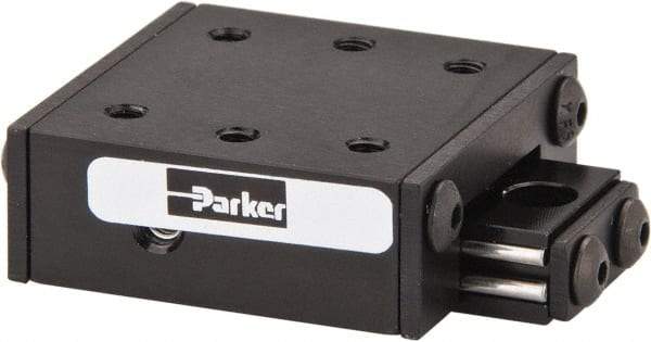 Parker - 6 Lb. Capacity, 4-40 Mount Hole, 1/2" Travel, Ball Bearing Slide Table - Single Axis, 6 Mounting Holes, 1-1/4" Long x 1-1/4" Wide x 1/2" High - All Tool & Supply