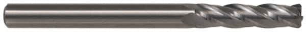 SGS - 5/16", 11/16" LOC, 5/16" Shank Diam, 4" OAL, 6 Flute, Solid Carbide Square End Mill - Single End, AlTiN Finish, Spiral Flute, 45° Helix, Centercutting, Right Hand Cut, Right Hand Flute, Series 57 - All Tool & Supply