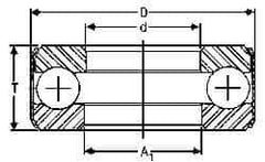 INA Bearing - 1-13/16" Inside x 3-3/32" Outside Diam, 7/8" Thick, Steel Ball Thrust Bearing - 29,000 Lbs. Static Capacity, 12,900 Max Pressure x Velocity - All Tool & Supply