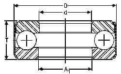 INA Bearing - 1-7/16" Inside x 2-15/32" Outside Diam, 3/4" Thick, Steel Ball Thrust Bearing - 20,100 Lbs. Static Capacity, 9,500 Max Pressure x Velocity - All Tool & Supply