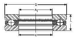 INA Bearing - 3-1/4" Inside x 4.969" Outside Diam, 1" Thick, Steel Ball Thrust Bearing - 44,500 Lbs. Static Capacity, 16,600 Max Pressure x Velocity - All Tool & Supply