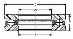 INA Bearing - 1-7/8" Inside x 3-7/32" Outside Diam, 13/16" Thick, Steel Ball Thrust Bearing - 17,500 Lbs. Static Capacity, 6,900 Max Pressure x Velocity - All Tool & Supply