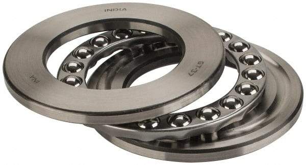 INA Bearing - 2-3/4" Inside x 4-15/32" Outside Diam, 1" Thick, Steel Ball Thrust Bearing - 44,500 Lbs. Static Capacity, 16,900 Max Pressure x Velocity - All Tool & Supply