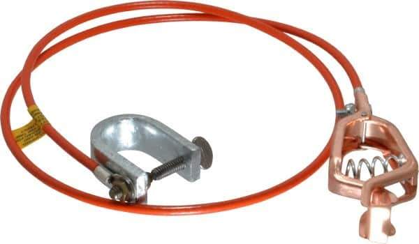 Hubbell Workplace - 19 AWG, 3 Ft., Alligator Clip, C-Clamp, Grounding Cable with Clamps - Orange, Federal Specification A-A-59466-010 - All Tool & Supply