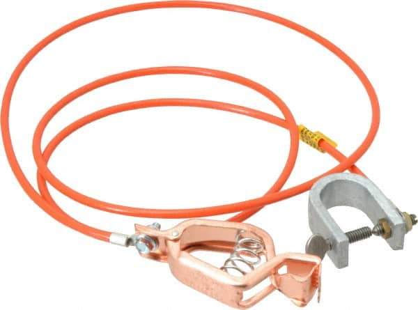 Hubbell Workplace - 19 AWG, 5 Ft., Alligator Clip, C-Clamp, Grounding Cable with Clamps - Orange, Federal Specification A-A-59466-010 - All Tool & Supply