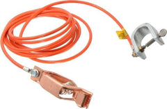 Hubbell Workplace - 19 AWG, 10 Ft., Alligator Clip, C-Clamp, Grounding Cable with Clamps - Orange, Federal Specification A-A-59466-010 - All Tool & Supply