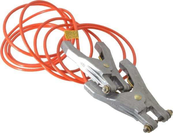 Hubbell Workplace - 19 AWG, 10 Ft., Hand Clamp, Grounding Cable with Clamps - Orange, Includes 2 Hand Clamps - All Tool & Supply