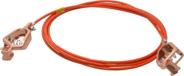 Hubbell Workplace - 19 AWG, 10 Ft., Alligator Clip, Grounding Cable with Clamps - Orange, Includes 2 Alligator Clips, Federal Specification A-A-59466-010 - All Tool & Supply