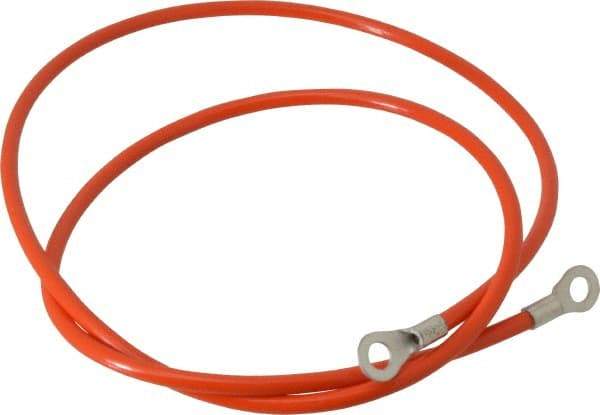 Hubbell Workplace - 19 AWG, 3 Ft., Terminal, Grounding Cable with Clamps - Orange, Includes (2) 1/4 Inch Terminals - All Tool & Supply