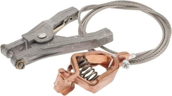 Hubbell Workplace - 19 AWG, 5 Ft., Alligator Clip, Hand Clamp, Grounding Cable with Clamps - Noninsulated, Federal Specification A-A-59466-010 - All Tool & Supply