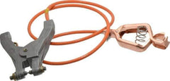 Hubbell Workplace - 19 AWG, 3 Ft., Alligator Clip, Hand Clamp, Grounding Cable with Clamps - Orange, Federal Specification A-A-59466-010 - All Tool & Supply