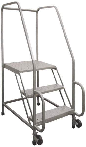 PW Platforms - 5 Step, 77-1/2 Inch Overall Height, Grip Strut Tread, Tilt and Roll Safety Ladder - 300 Lb. Load Capacity, 50 Inch Platform Height, 32 Inch Base Width x 52 Inch Base Depth - All Tool & Supply