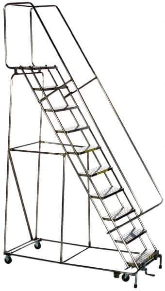 Ballymore - 68" 4 Step Ladder - Rolling Safety Ladder, 300 Lb Capacity, 38" Platform Height, 20" Base Width x 31" Base Depth, Solid Ribbed Tread - All Tool & Supply