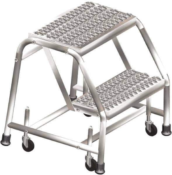 Ballymore - 19" 2 Step Ladder - Rolling Safety Ladder, 300 Lb Capacity, 20" Platform Height, 20" Base Width x 24" Base Depth, Grip Strut - All Tool & Supply