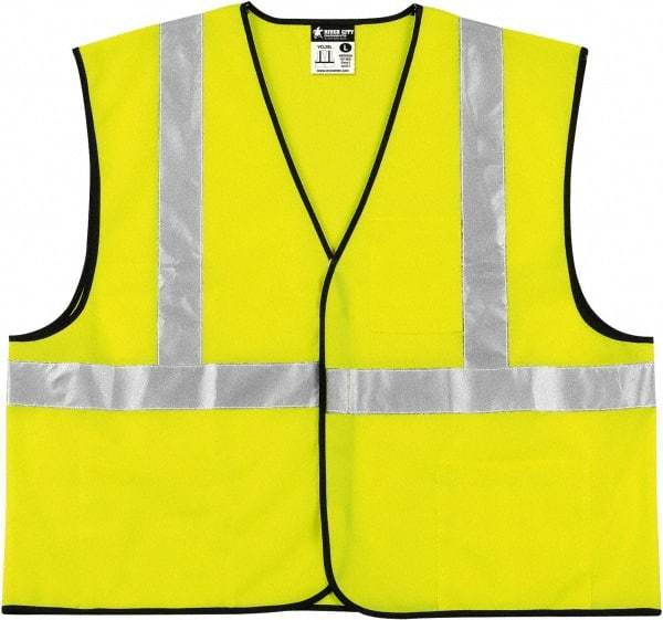 MCR Safety - Size 4XL High Visibility Lime Solid General Purpose Vest - 28.4" Chest, ANSI 107-2015, Hook & Loop Closure, 3 Pockets, Polyester - All Tool & Supply