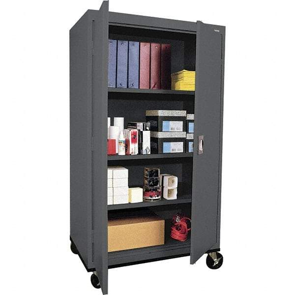 Sandusky Lee - 4 Shelf Mobile Storage Cabinet - Steel, 36" Wide x 24" Deep x 60" High, Charcoal Gray - All Tool & Supply