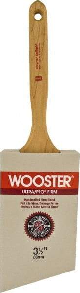 Wooster Brush - 3-1/2" Angled Nylon/Polyester Sash Brush - 3-3/8" Bristle Length, 7.44" Maple Fluted Handle - All Tool & Supply