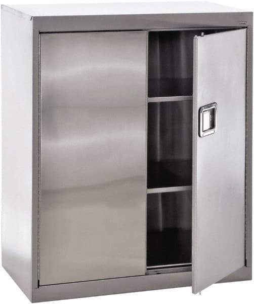 Sandusky Lee - 3 Shelf Locking Storage Cabinet - Stainless Steel, 36" Wide x 18" Deep x 42" High - All Tool & Supply