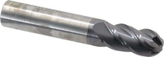 RobbJack - 1/2" Diam, 1" LOC, 4 Flute Solid Carbide Ball End Mill - AlTiN Finish, Single End, 3" OAL, 1/2" Shank Diam, Spiral Flute - All Tool & Supply